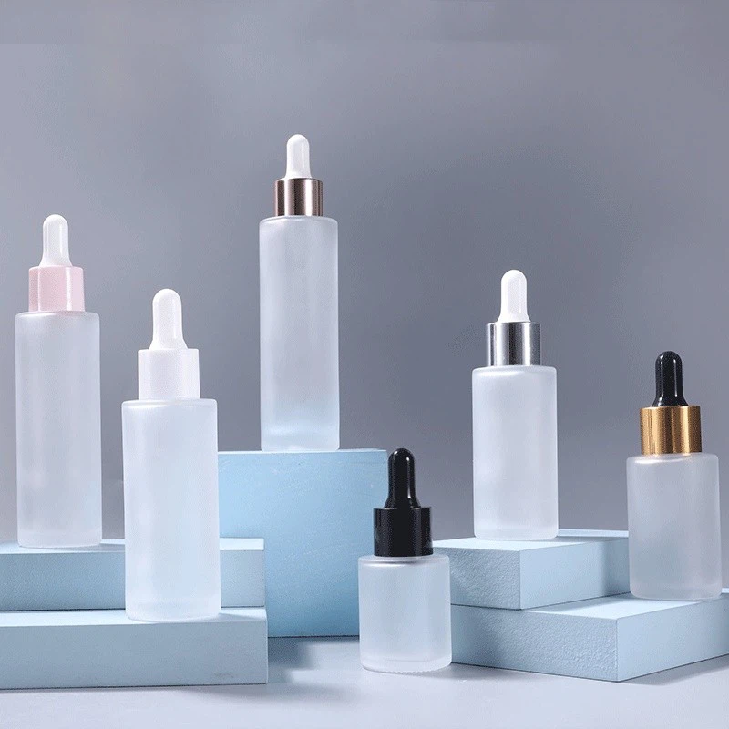 Sunshine Personal Care Frosted Cosmetic Glass Essential Oil Bottle 20ml 30ml 40ml 50ml 60ml 80ml Glass Bottle With Dropper