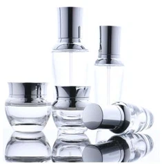 Sett ta 'flixkun kosmetiku tal-ħġieġ oħxon